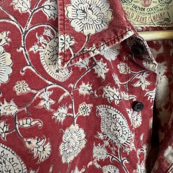 Polo Jean Company VTG Red Paisley Button Up Shirt L - Picture 4 of 9